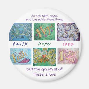 Faith Hope Love Angel Word Collage Magnet Magneet