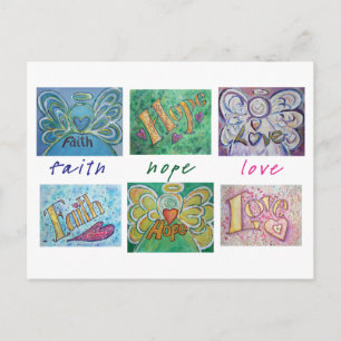 Faith Hope Love Angel Word Collecte Carte postale
