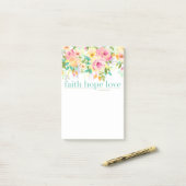 Faith Hope Love | Aquarelle Floral Post-it® Notes (Sur un bureau)