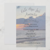 Faith Hope Love Beach Photo Wedding Invitation (Devant / Derrière)