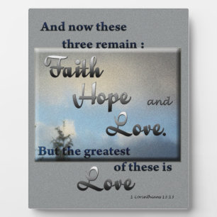 Faith Hope Love Bijbel Verse Plaque Fotoplaat