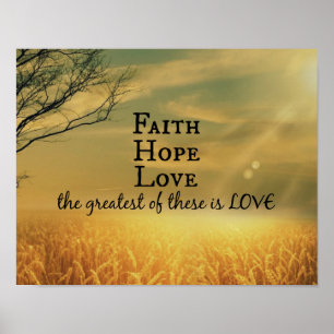 Faith, Hope, Love Bijbel Verse Scripting Poster