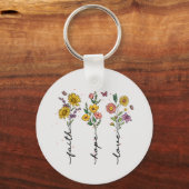 Faith Hope Love - Bloemen Inspirerend Sleutelhanger (Voorkant)