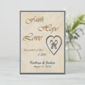 Faith Hope Love Blue Heart Faire-part de mariage (Debout devant)