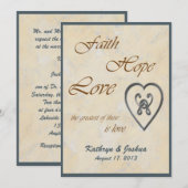 Faith Hope Love Blue Heart Faire-part de mariage (Devant / Derrière)