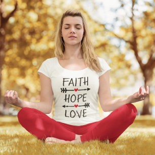 Faith Hope Love Boho Christelijk Arrow Red Heart T-shirt