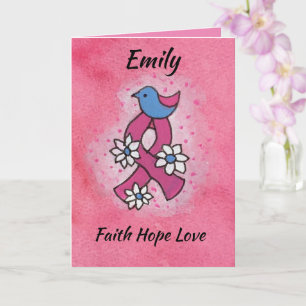 Faith Hope Love Borstkanker Roze Lint Kaart