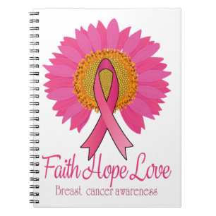 Faith Hope Love Breast Cancer Awareness Flower Notitieboek