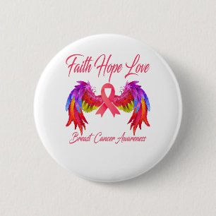 Faith Hope Love Breast Cancer Awareness ver2 Ronde Button 5,7 Cm