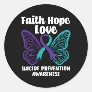 Faith Hope Love Butterfly Suicide Prevention Aware Ronde Sticker
