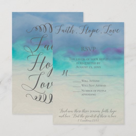 Faith Hope Love Carte de réponse RSVP (Devant / Derrière)