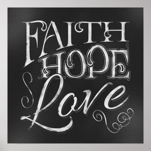 Faith, Hope, Love Chalkboard Poster (Voorkant)