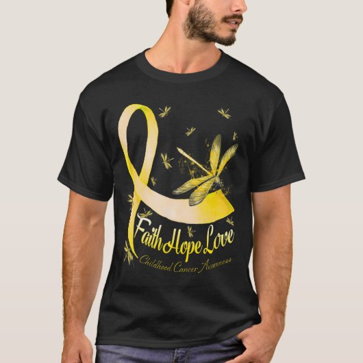 Faith Hope Love Childhood Cancer Awareness Dragonf T-shirt (Voorkant)
