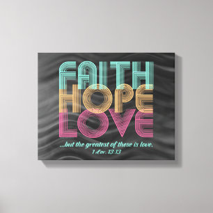 Faith Hope Love Christelijke Bijbel Verse Retro Canvas Afdruk