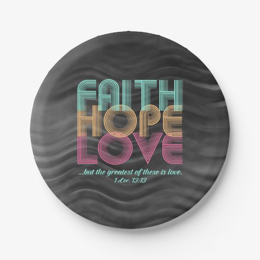 Faith Hope Love Christelijke Bijbel Verse Retro Papieren Bordje (Voorkant)