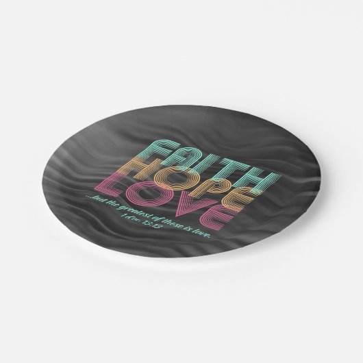 Faith Hope Love Christelijke Bijbel Verse Retro Papieren Bordje (Gekanteld)