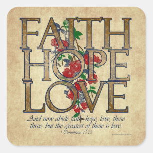 Faith Hope Love Christelijke Bijbel Verse Vierkante Sticker