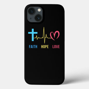Faith Hope Love Christelijke hartslag iPhone 13 Hoesje