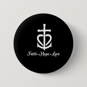Faith Hope Love Cross Anchor Heart Jesus Ronde Button 5,7 Cm