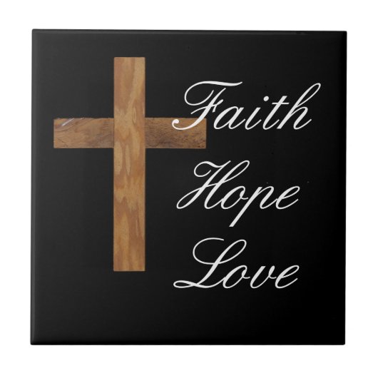 Faith Hope Love Cross Tegeltje (Voorkant)