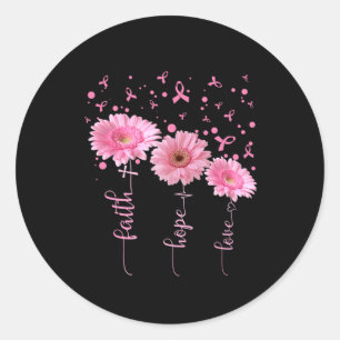 Faith Hope Love Daisy Pink Ribbon Breast Cancer Aw Ronde Sticker