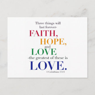 Faith, Hope, Love, de grootste van deze is Love. Briefkaart