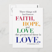 Faith, Hope, Love, de grootste van deze is Love. Briefkaart (Voorkant / Achterkant)