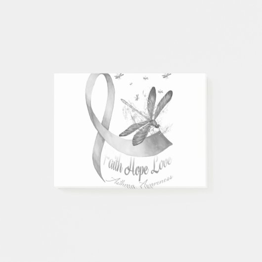 Faith Hope Love Dragonfly Grey Asthma Awareness Post-it® Notes (Voorkant)