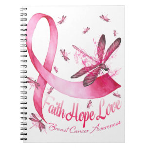 Faith Hope Love Dragonfly Pink Ribbon Breast Notitieboek