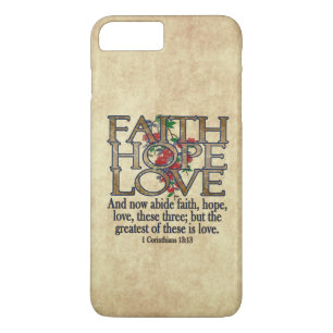 Faith Hope Love Elegant Bible Scripting Christelij iPhone 8 Plus / 7 Plus Hoesje
