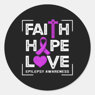 Faith Hope Love Epilepsy Awareness Ronde Sticker