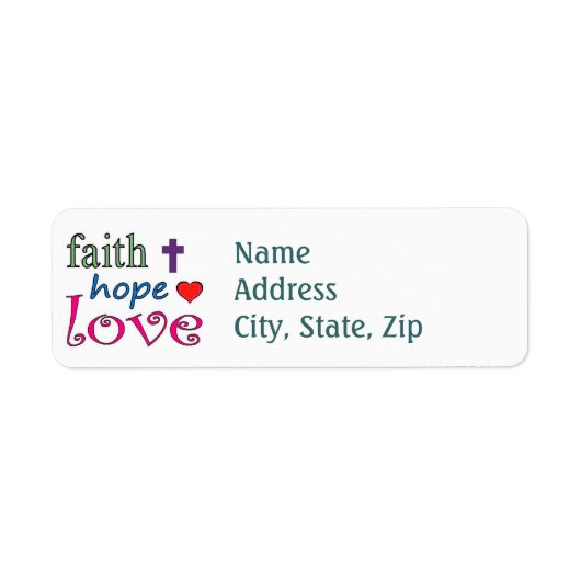 Faith Hope Love Etiket (Voorkant)