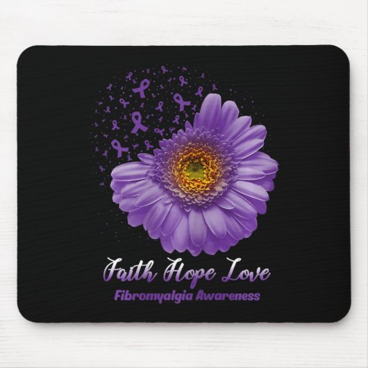 Faith Hope Love Fibromyalgia Awareness Flower Be S Muismat (Voorkant)