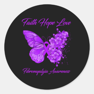 Faith Hope Love Fibromyalgia Awareness Ronde Sticker