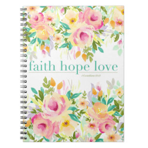 Faith Hope Love Floral notebook (80 pagina's) Notitieboek