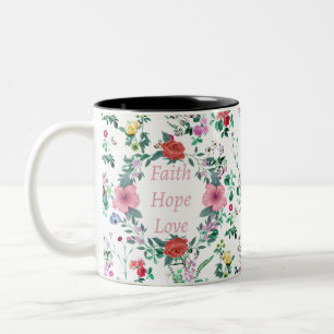 Faith Hope Love Floral Tweekleurige Koffiemok