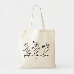 Faith Hope Love Flowers Christelijk Tote Bag