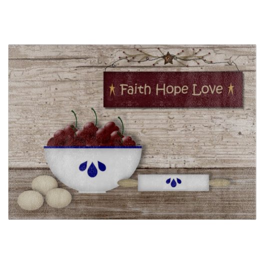 Faith Hope Love Glas Snijplank (Voorkant)