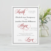 Faith Hope Love Graceful Script Faire-part de mari (Debout devant)