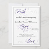 Faith Hope Love Graceful Script Weduwen Invitation Kaart (Voorkant)