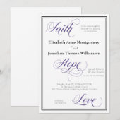 Faith Hope Love Graceful Script Weduwen Invitation Kaart (Voorkant / Achterkant)
