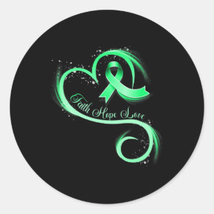 Faith Hope Love Green Ribbon Kidney Disease Awaren Ronde Sticker