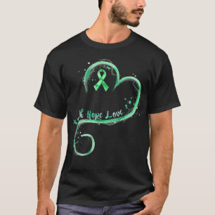 Faith Hope Love Green Ribbon Mental Health Awarene T-shirt