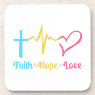 Faith Hope Love Hearts Bier Onderzetter