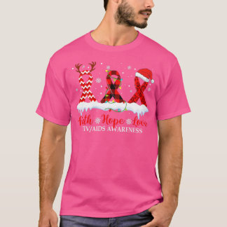 Faith Hope Love HIV Awareness Kerstmis Ribbo T-shirt