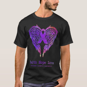 Faith Hope Love Huiselijk Geweld Vleugels Paarse A T-shirt