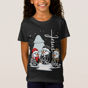 Faith Hope Love Jesus Kerstmis Pajama Snowman Chr T-shirt