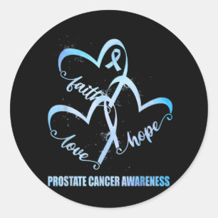 Faith Hope Love Light Blue Ribbon Prostate Cancer Ronde Sticker