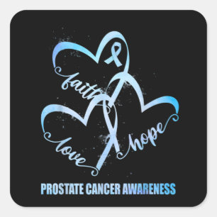 Faith Hope Love Light Blue Ribbon Prostate Cancer Vierkante Sticker