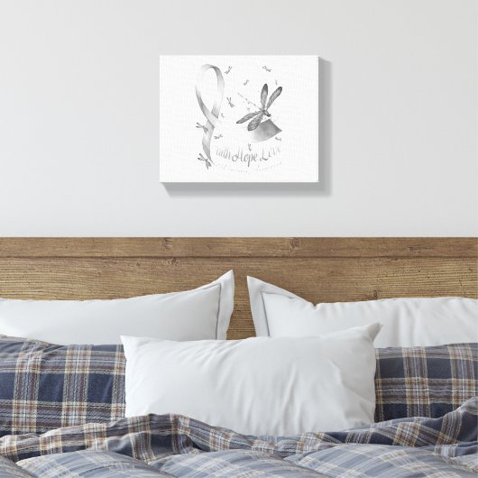 Faith Hope Love Melanoma Awareness Dragonfly Canvas Afdruk (Insitu (Slaapkamer))